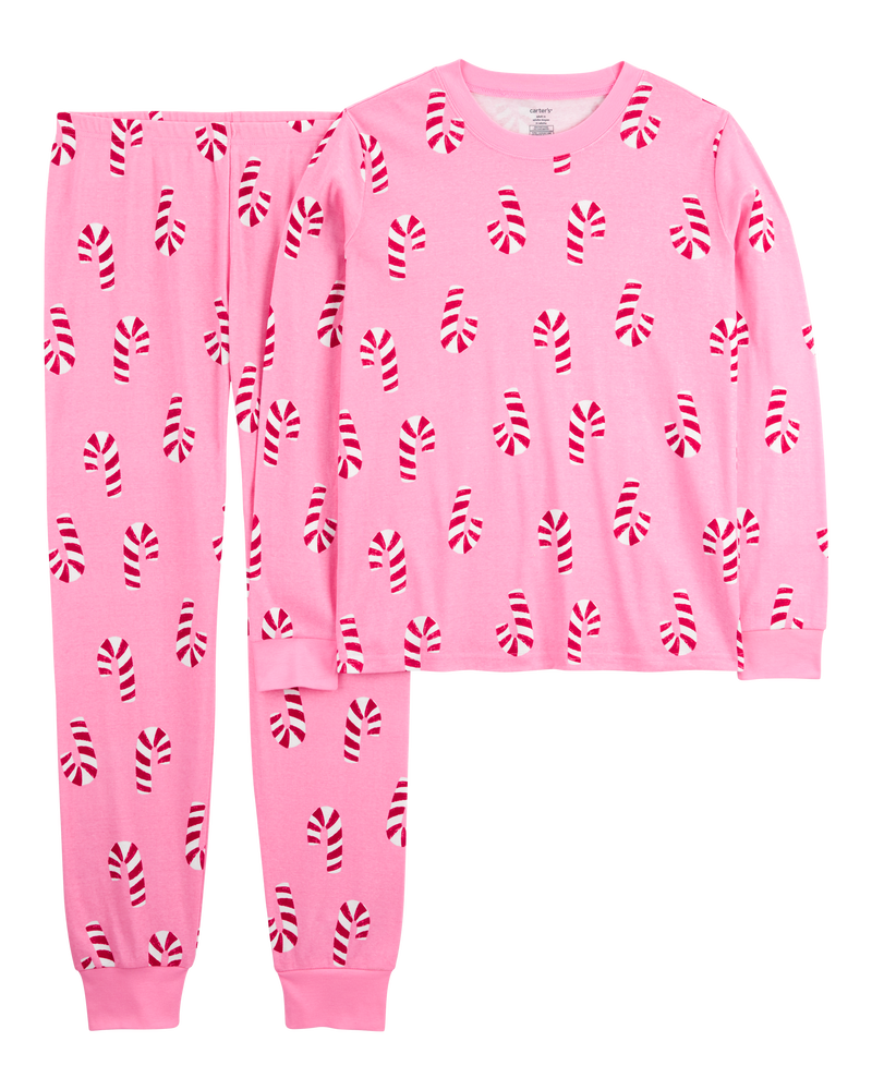 Adult 2-Piece Christmas Candy Cane 100% Snug Fit Cotton Pajamas, image 1 of 4 slides