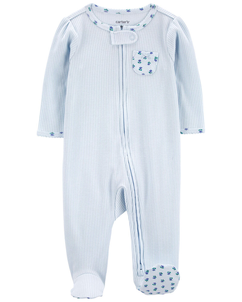 Baby Floral 2-Way Zip Thermal Sleep & Play Pajamas, image 2 of 4 slides
