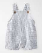 Baby Organic Cotton Checkered-Print Shortalls, image 1 of 5 slides