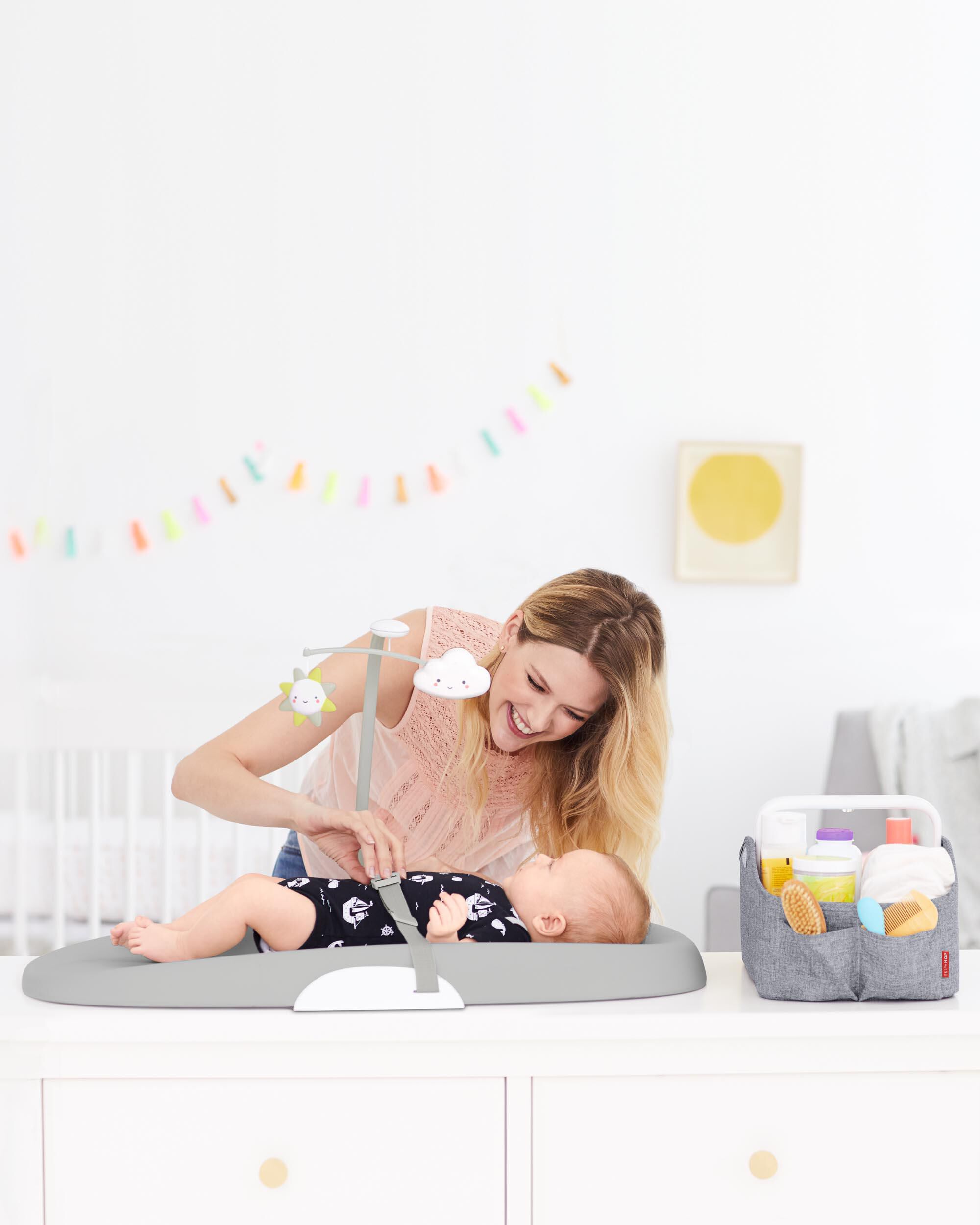 Nursery Style Light-Up Diaper Caddy - Heather Grey, image 7 of 9 slides