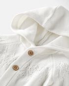 Baby Organic Cotton  Sweater Knit Pointelle Jumpsuit in Ivory, image 2 of 4 slides