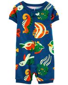 Baby 1-Piece Sea Creatures 100% Snug Fit Cotton Romper Pajamas, image 1 of 4 slides