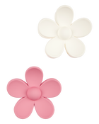 Toddler 2-Pack Floral Hair Clips - White/Pink, image 1 of 2 slides
