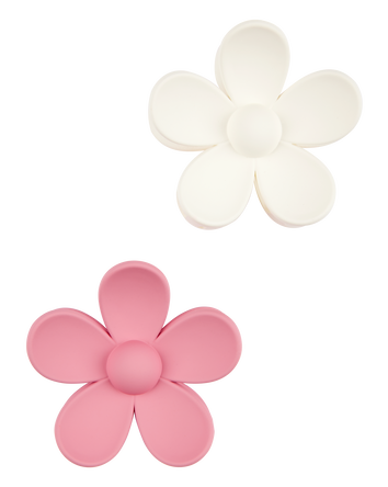 Toddler 2-Pack Floral Hair Clips - White/Pink, 
