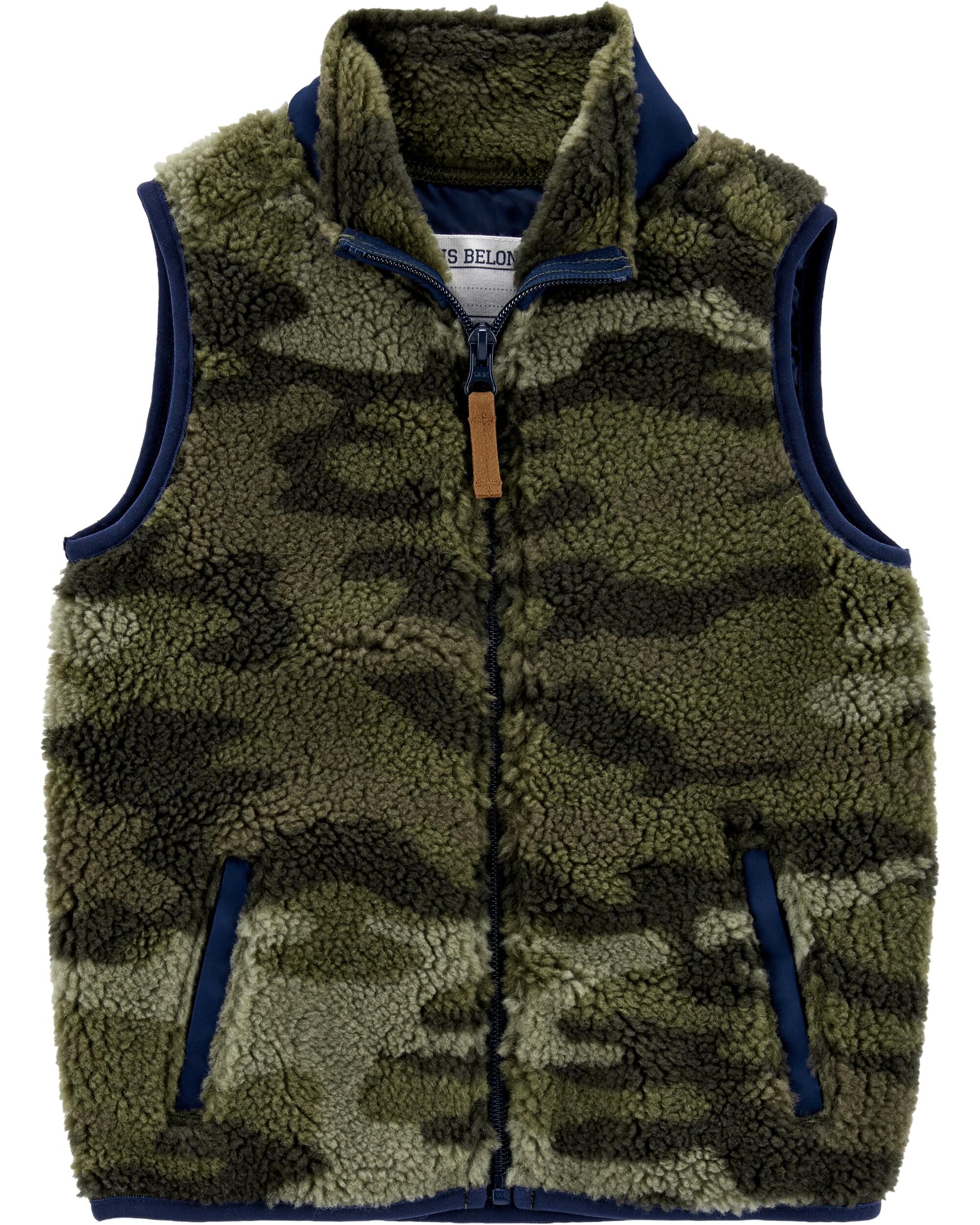 sherpa zip up vest