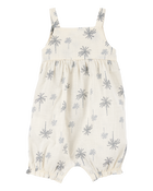 Baby Girl Palm Tree Cotton Romper - Ivory, image 1 of 4 slides