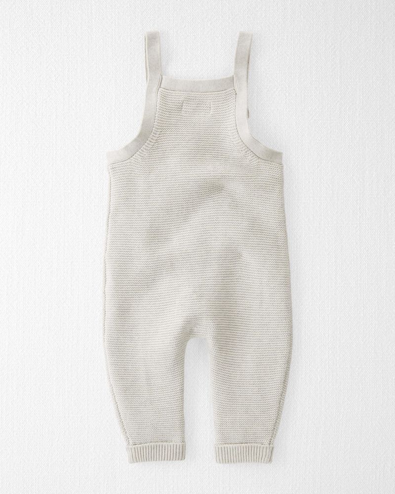 Baby Organic Cotton Sweater Knit Overalls in Heather Grey, image 2 of 5 slides