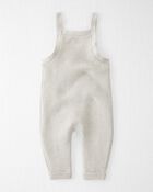 Baby Organic Cotton Sweater Knit Overalls in Heather Grey, image 2 of 5 slides