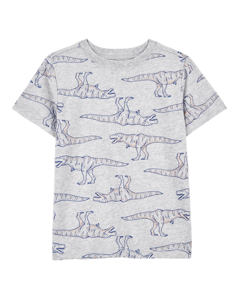 Boys Dinosaur Print Short-Sleeve Tee - Grey, image 1 of 3 slides