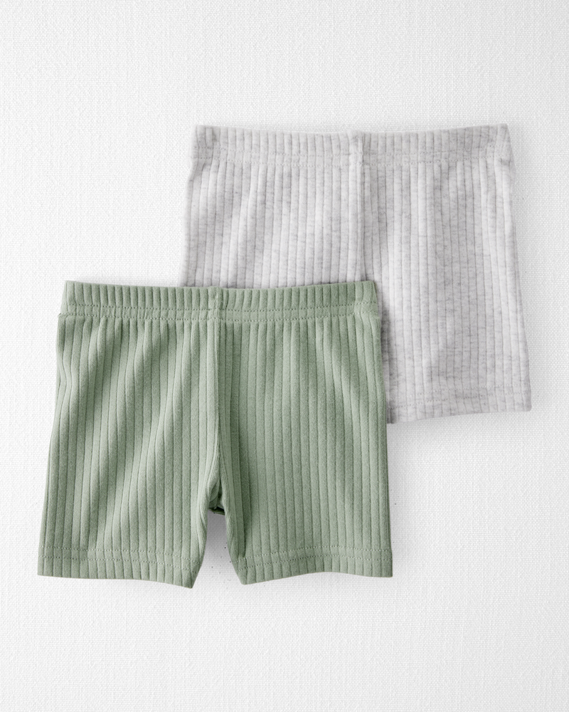 Baby 2-Pack Organic Cotton Ribbed Pedal Shorts, image 2 of 4 slides