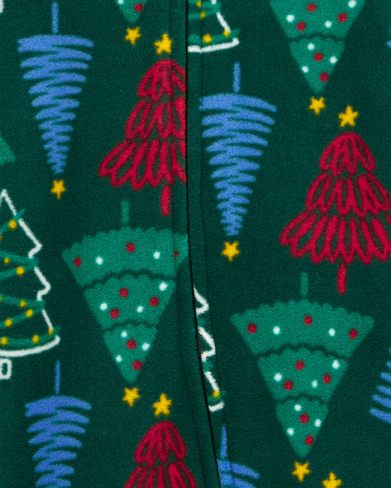Baby Christmas Trees Zip-Up Fleece Sleep & Play Pajamas, image 2 of 3 slides