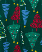 Baby Christmas Trees Zip-Up Fleece Sleep & Play Pajamas, image 2 of 3 slides