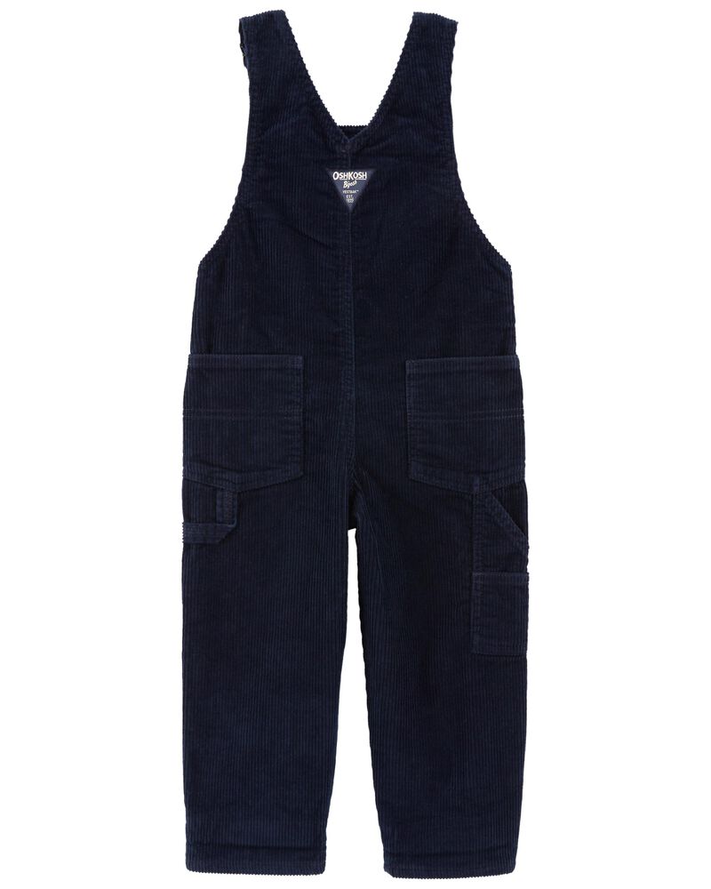 Plaid-Lined Corduroy Overalls, image 2 of 3 slides
