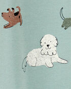 Baby Boy Dog Print 2-Way Zip Cotton Sleep & Play Pajamas - Green, image 3 of 4 slides