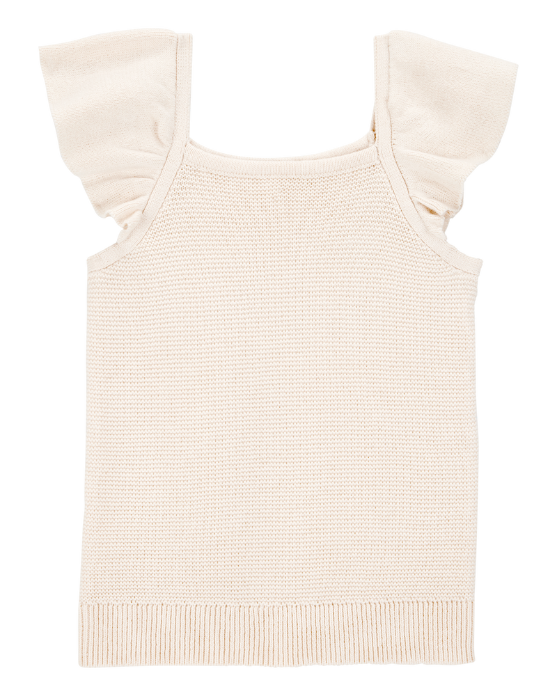 Baby Flutter-Sleeve Rib Tank - White, image 1 of 3 slides