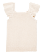 Baby Flutter-Sleeve Rib Tank - White, image 1 of 3 slides