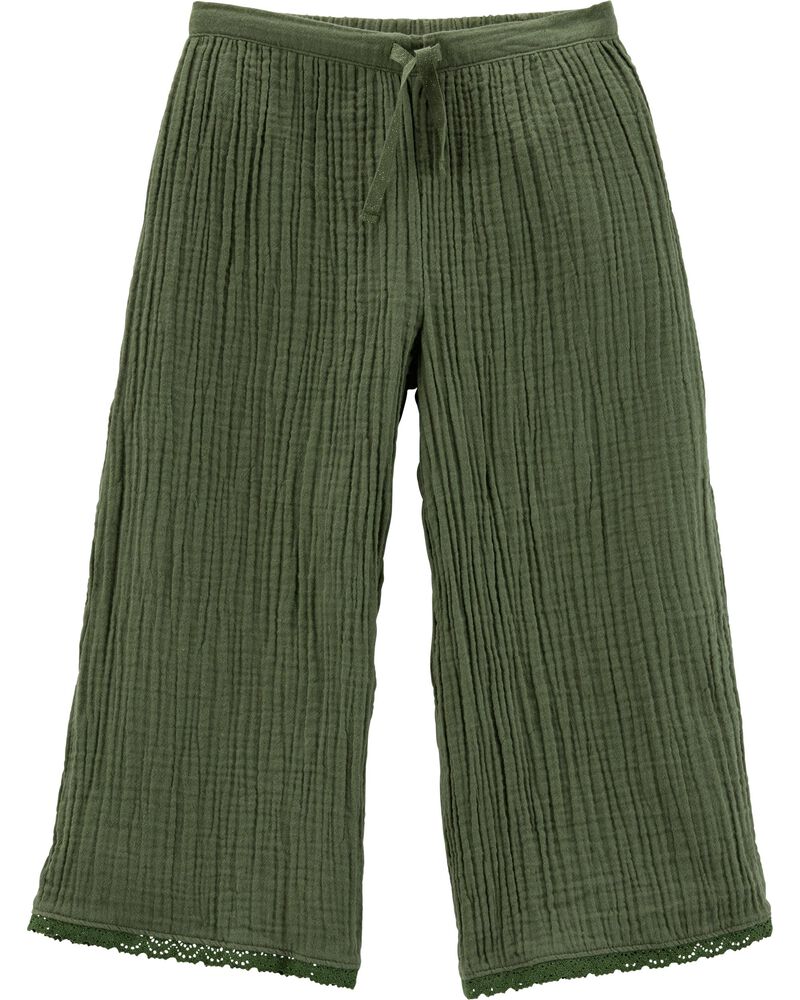 Pull-On Crinkle Gauze Crop Pants, image 1 of 1 slides