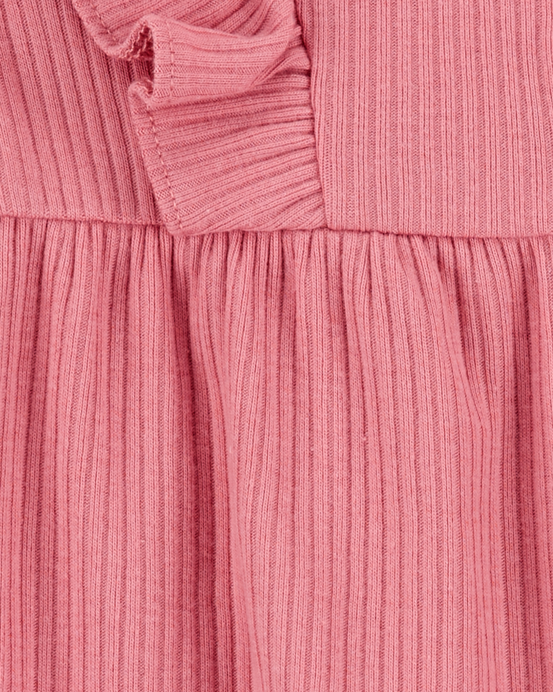 Baby Girl 2-Piece Solid Flutter-Sleeve Relaxed Fit Jumpsuit & Headwrap Outfit Set - Pink
, image 3 of 4 slides