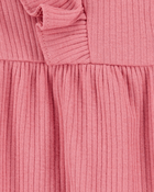 Baby Girl 2-Piece Solid Flutter-Sleeve Relaxed Fit Jumpsuit & Headwrap Outfit Set - Pink
, image 3 of 4 slides