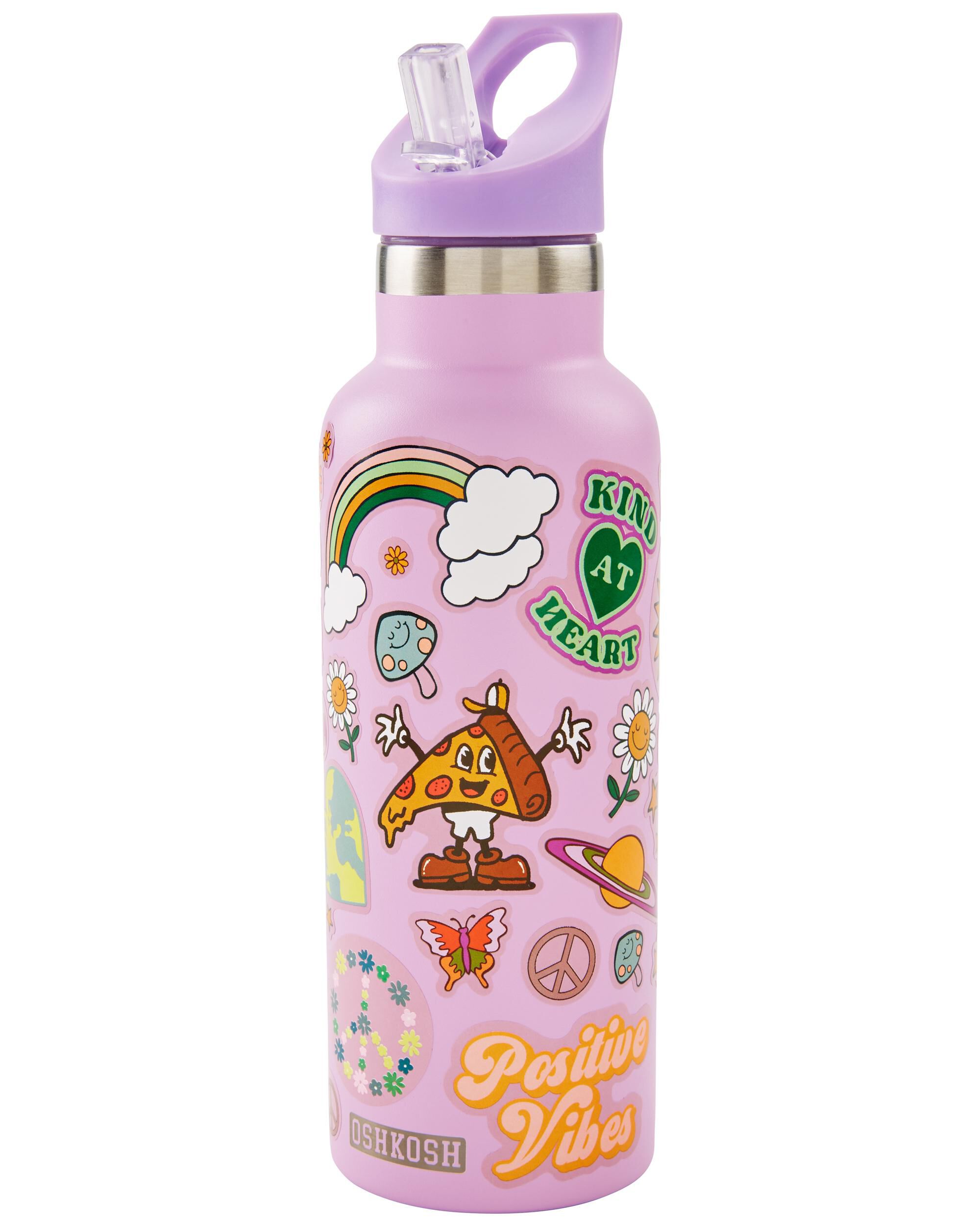 OshKosh Stainless Steel Water Bottle With Sticker Pack, image 2 of 3 slides