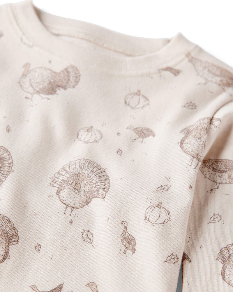 Toddler Organic Cotton Pajamas in Turkey Gobbler Print, image 2 of 5 slides