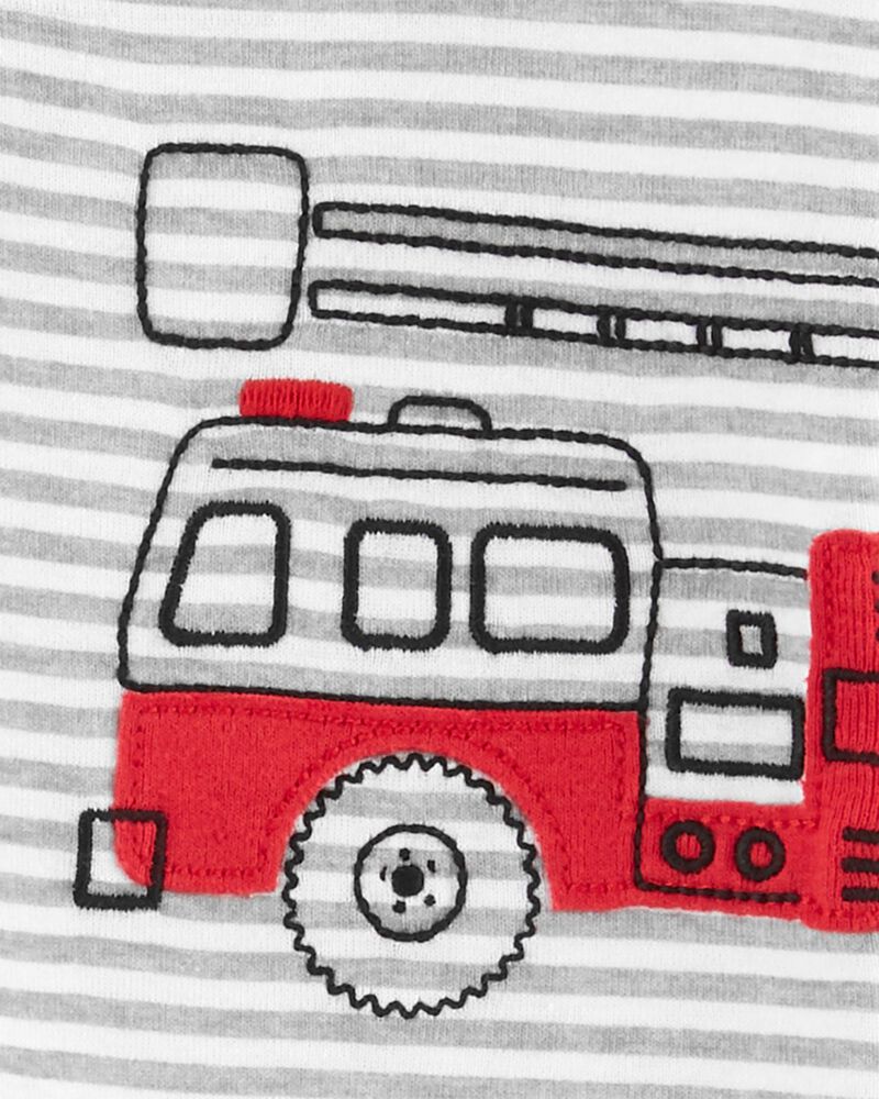 Baby 1-Piece Firetruck 100% Snug Fit Cotton Footless Pajamas, image 2 of 4 slides