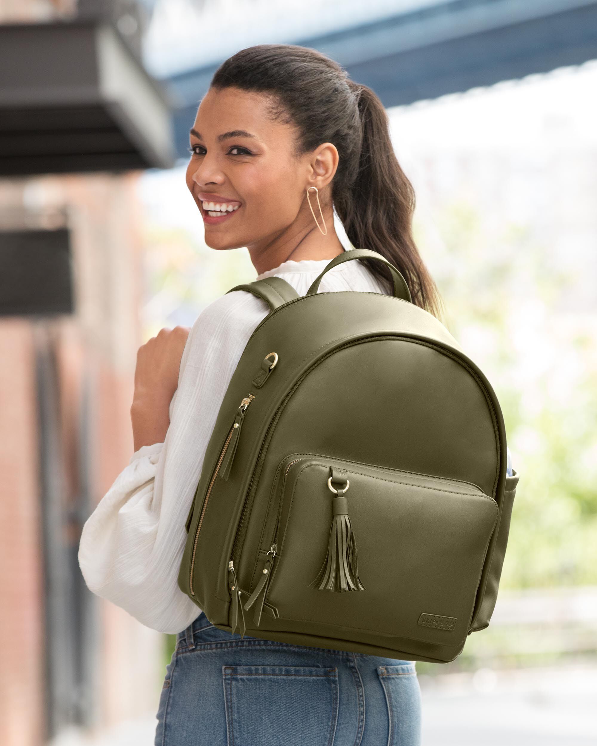 Skip hop olive green backpack