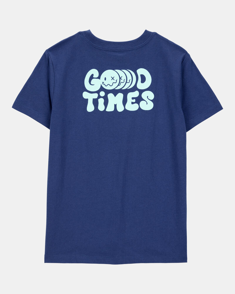 Kid Smiley Face Short-Sleeve Graphic Tee - Navy, image 2 of 5 slides