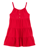 Toddler Textured Knit Tank  Button-Front Dress - Red, image 1 of 4 slides