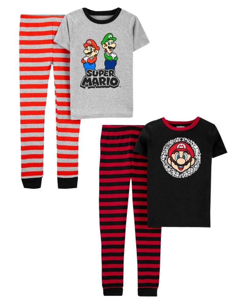 Multi Kid 4 Piece Snug Fit Super Mario Pajamas Set skiphop