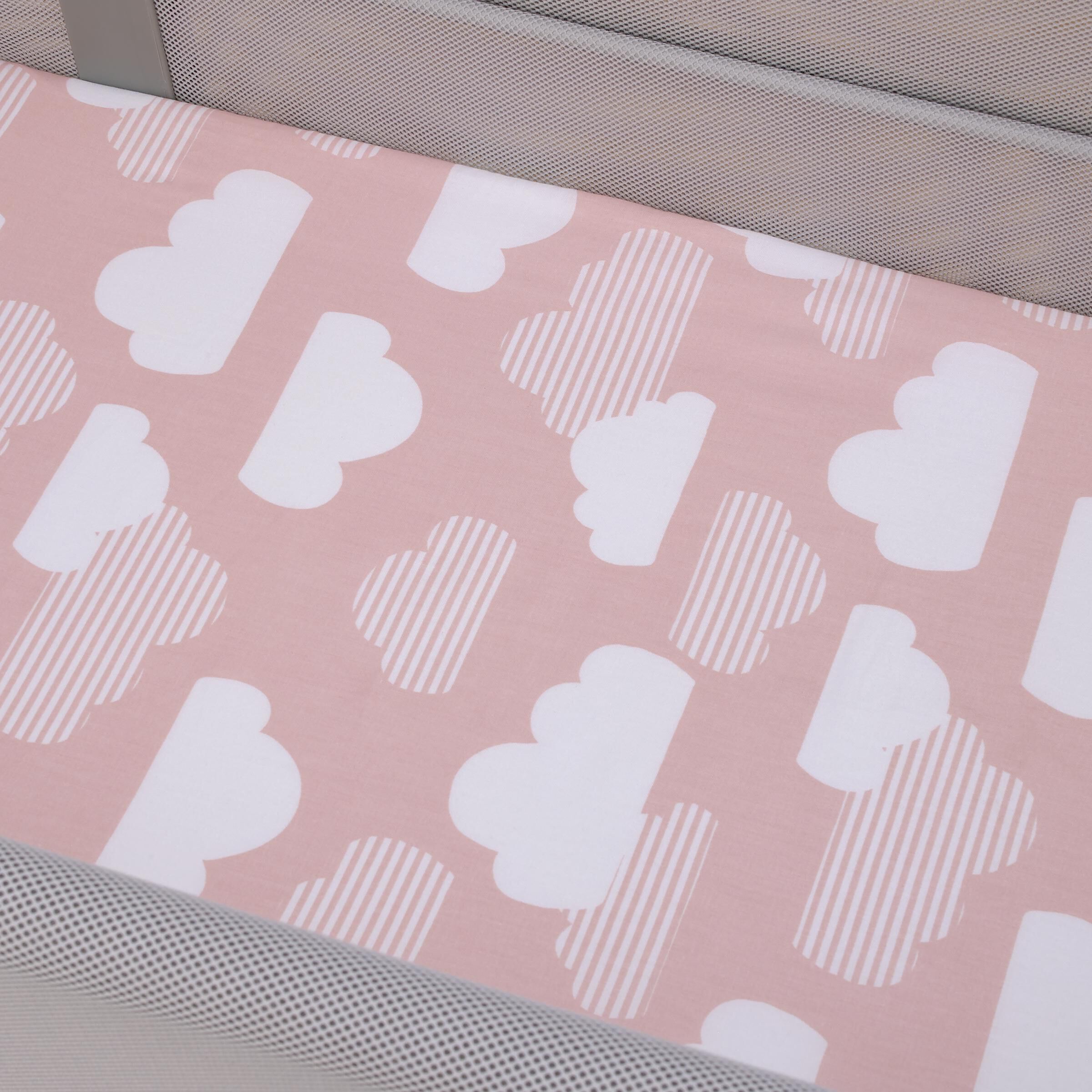Skip Hop Cozy-Up 2-in-1 Bedside Sleeper 100% Cotton Fitted Bassinet Sheet - Pink & White Clouds, image 4 of 4 slides