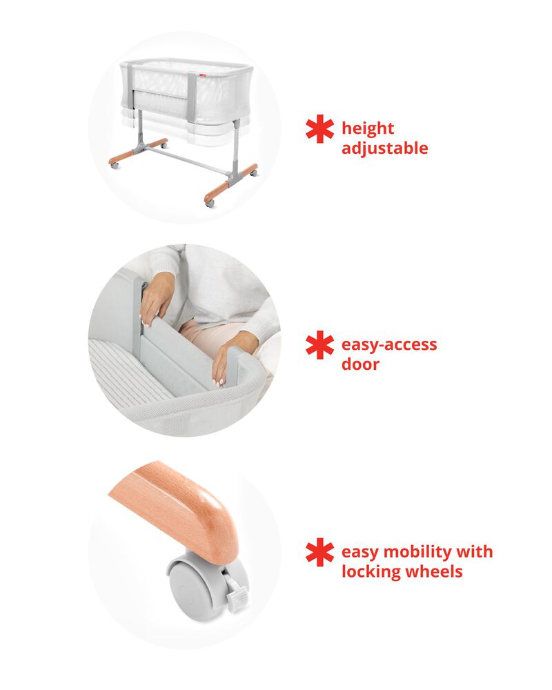 Cozy-Up 2-in-1 Bedside Sleeper & Bassinet Fitted Sheet - Grey Clouds, image 4 of 17 slides
