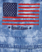 Baby Flag Print Tie Dye Shortalls - Blue, image 3 of 4 slides