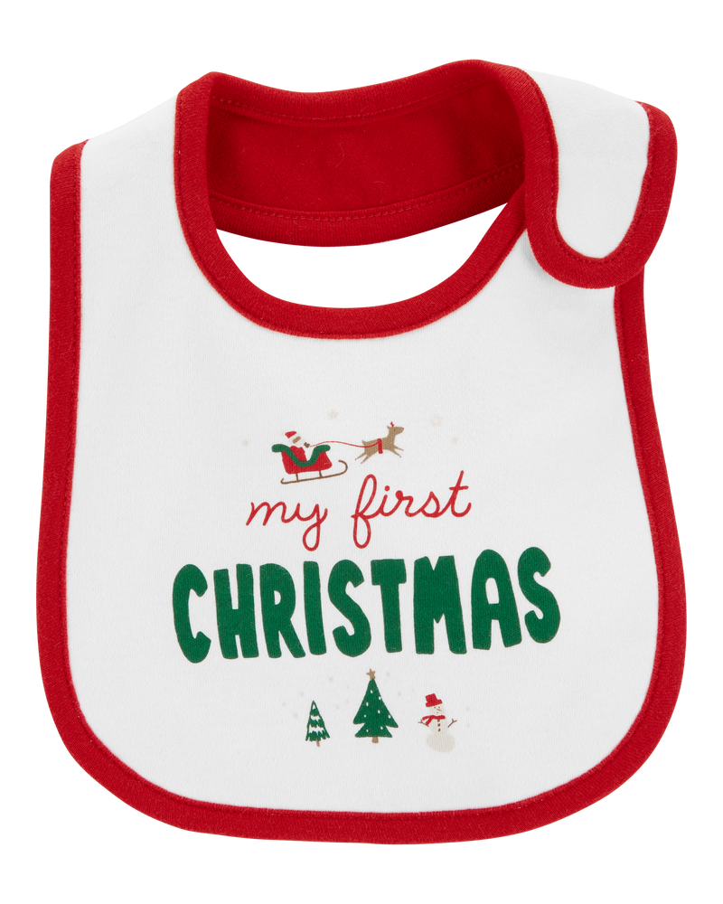 Baby My First Christmas Teething Bib, image 1 of 3 slides