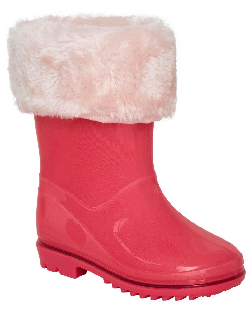 Toddler Faux Fur-Lined  Rain Boots, image 1 of 7 slides