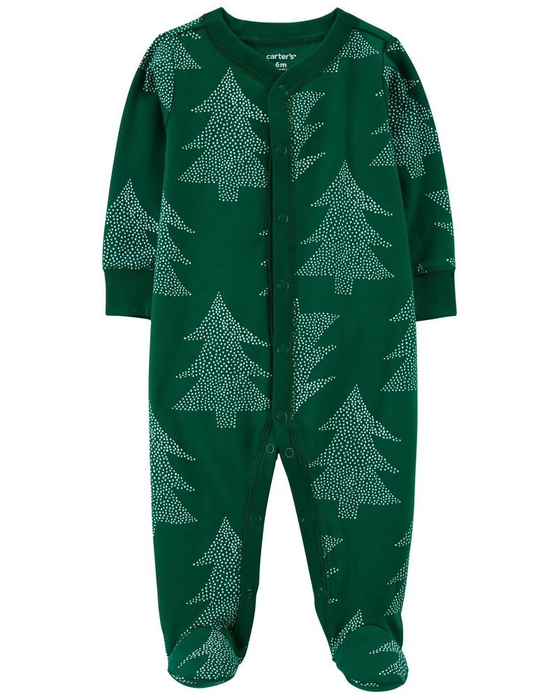 Baby Christmas Tree Snap-Up Cotton Sleep & Play Pajamas, image 1 of 3 slides
