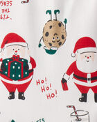 Toddler Christmas Santa Print 100% Cotton Long-Sleeve Snug Fit 2-Piece Pajamas - White, image 2 of 3 slides