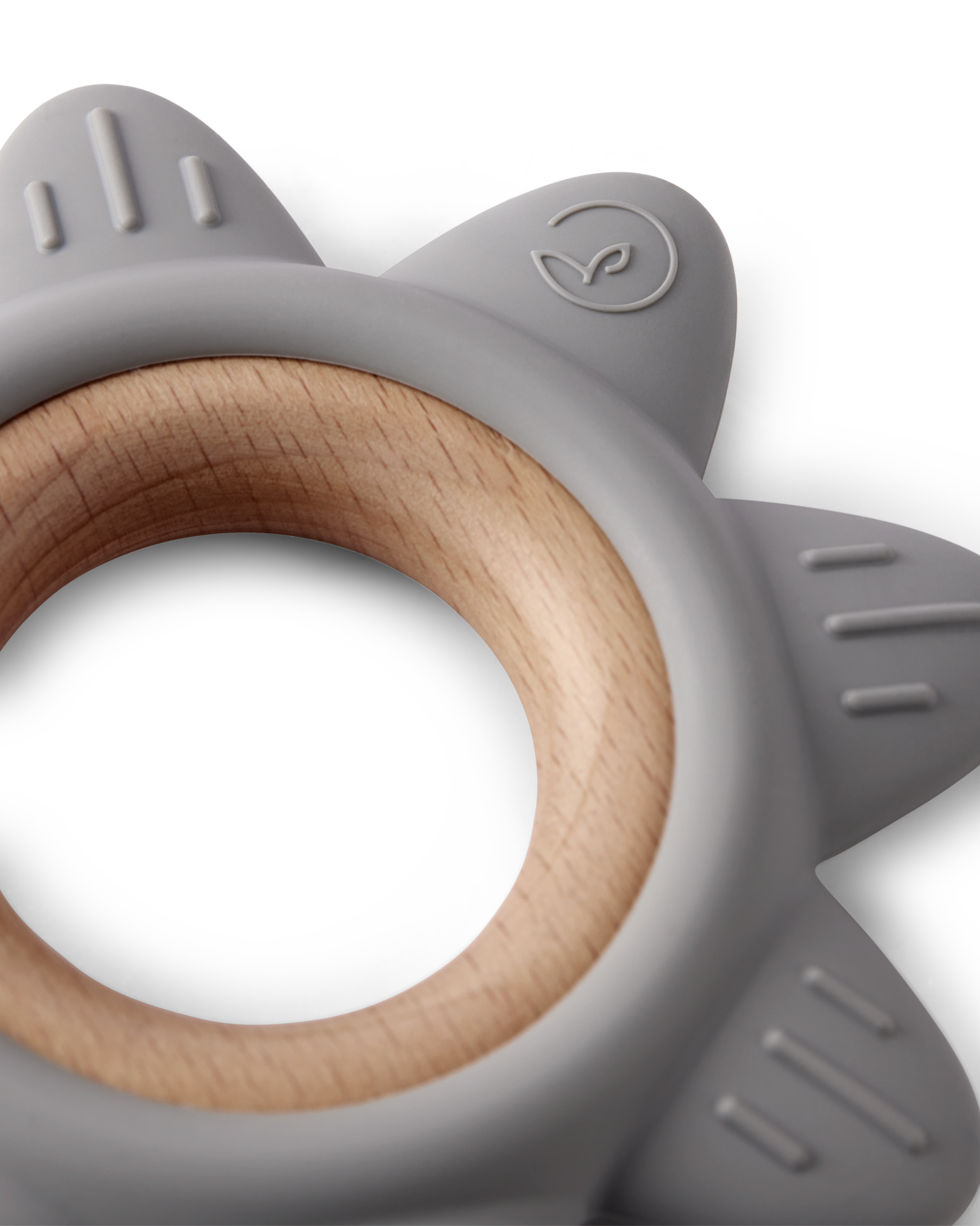 Little Planet Silicone &  Wood Teether - Grey, image 3 of 3 slides