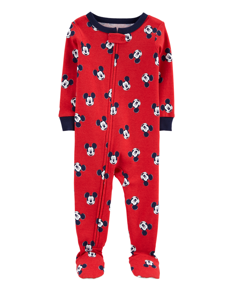 Baby 1-Piece Mickey Mouse 100% Snug Fit Cotton Footie Pajamas, image 1 of 4 slides
