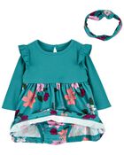 Baby 2-Piece Floral Bodysuit Dress Set, image 2 of 5 slides