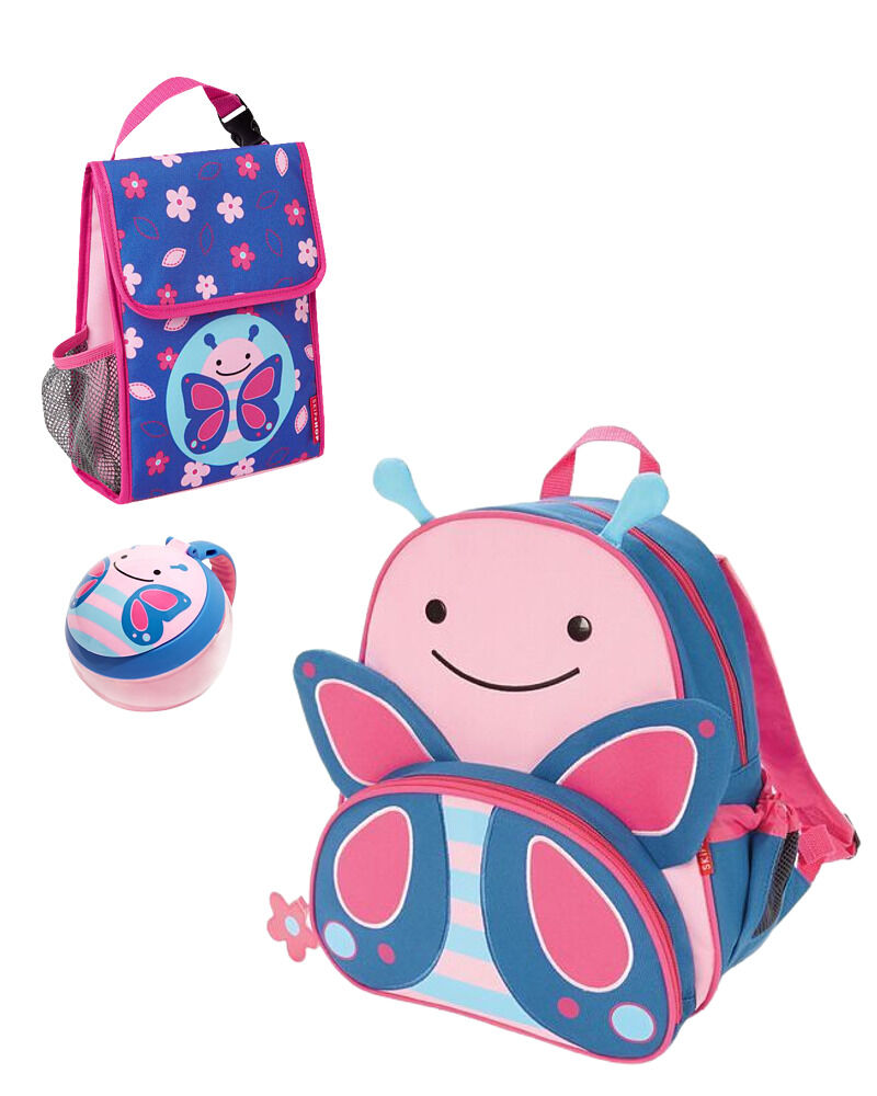 Pink Little Kid 3-Piece Butterfly Backpack, Lunch Box & Snack Cup