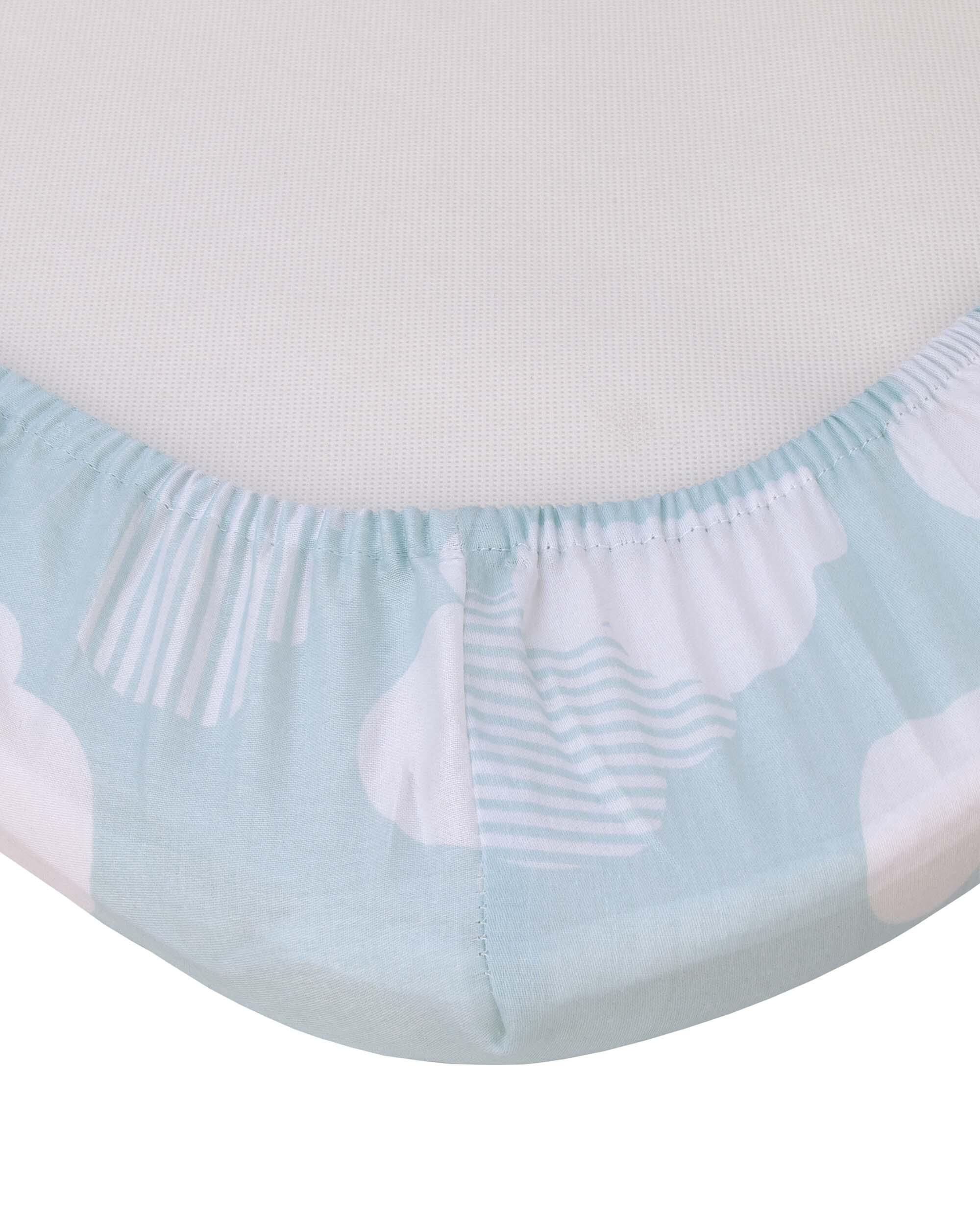 Cozy-Up 2-in-1 Bedside Sleeper & Bassinet Fitted Sheet - Blue Clouds, image 9 of 17 slides