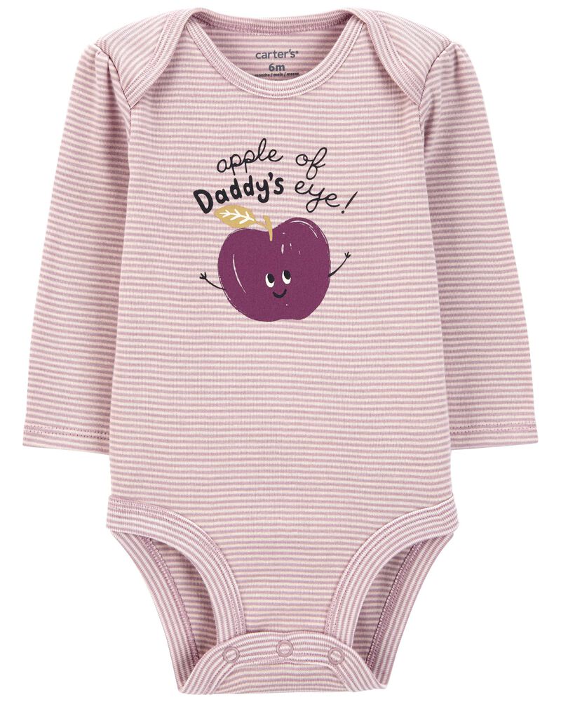 Baby Apple of Daddy's Eye Long-Sleeve Bodysuit, image 1 of 3 slides