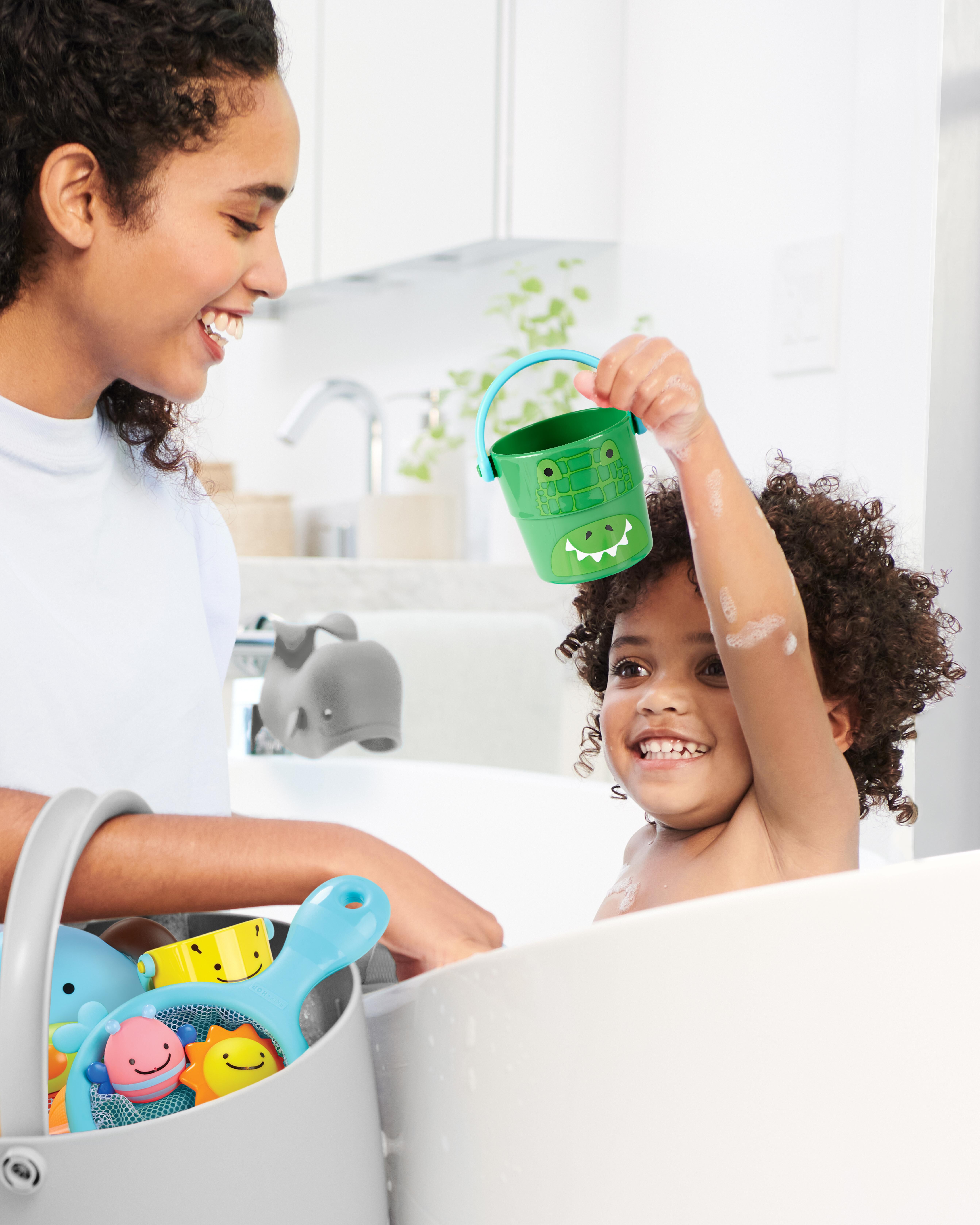 Zoo Stack & Pour Buckets Baby Bath Toy, image 5 of 6 slides