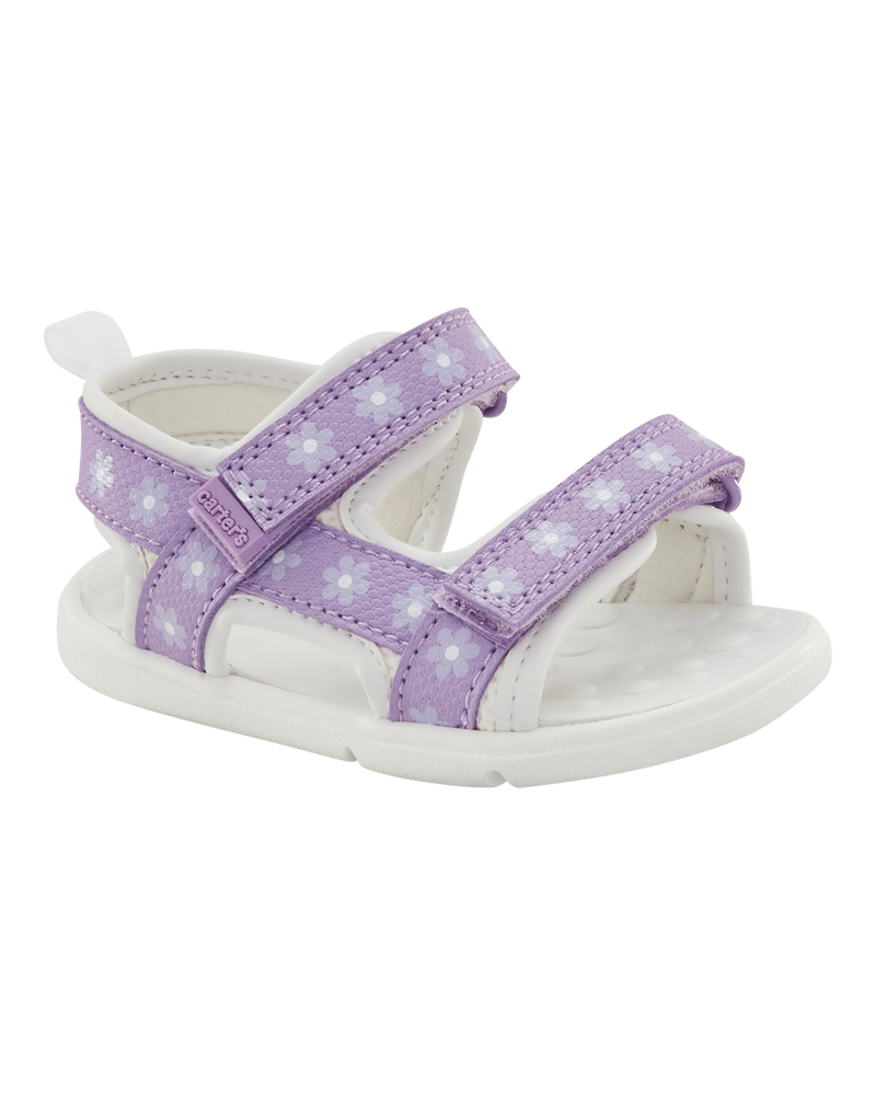Baby Every Step® First Walker Floral Sandals - Purple/White, image 1 of 7 slides