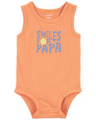 Baby Smiles For Papa Sleeveless Bodysuit, image 1 of 2 slides