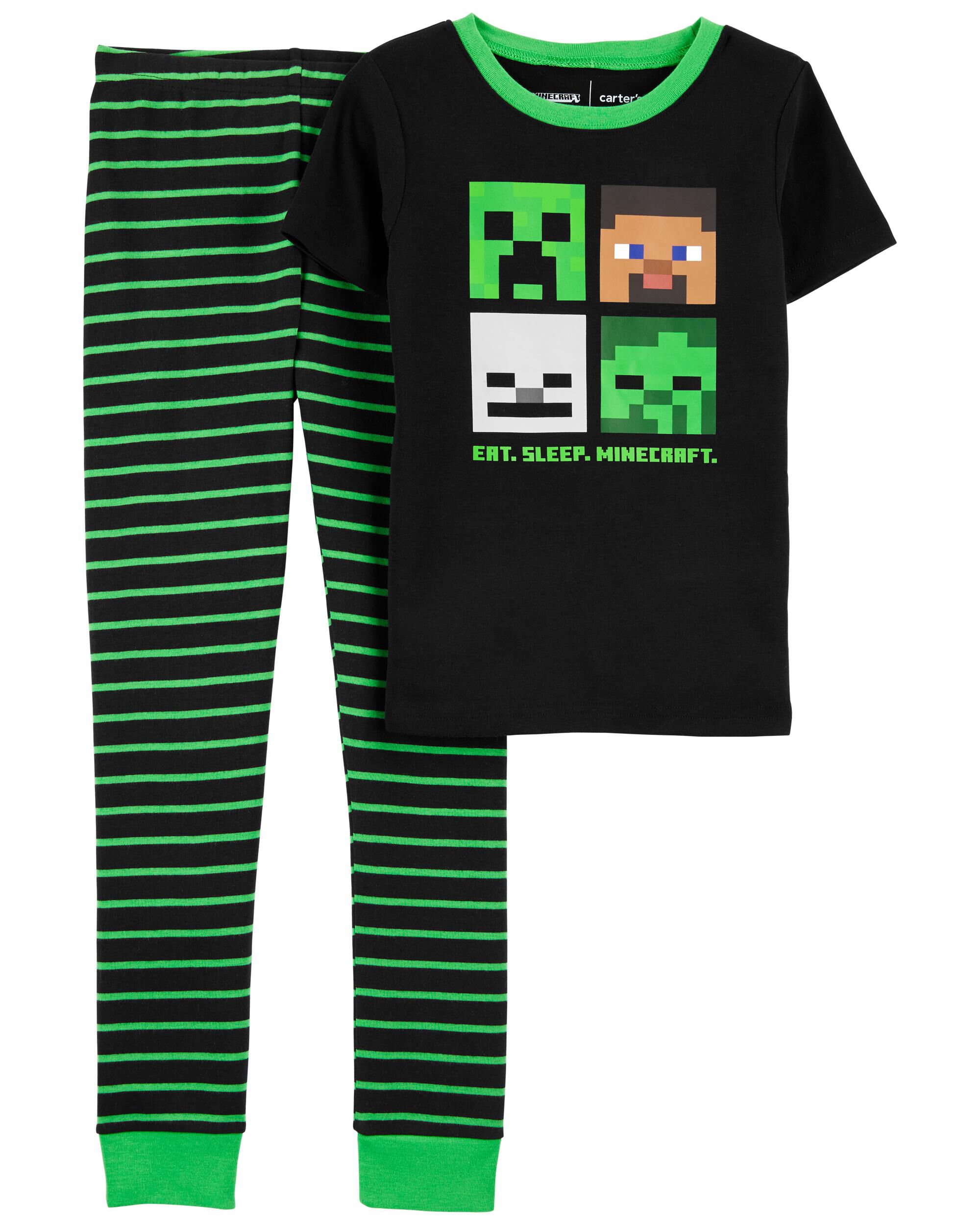 Black Kid 2 Piece Minecraft 100 Snug Fit Cotton Pajamas skiphop