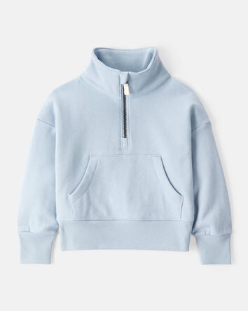 Toddler Girl Long-Sleeve Quarter-Zip Pullover Sweatshirt - Blue, 