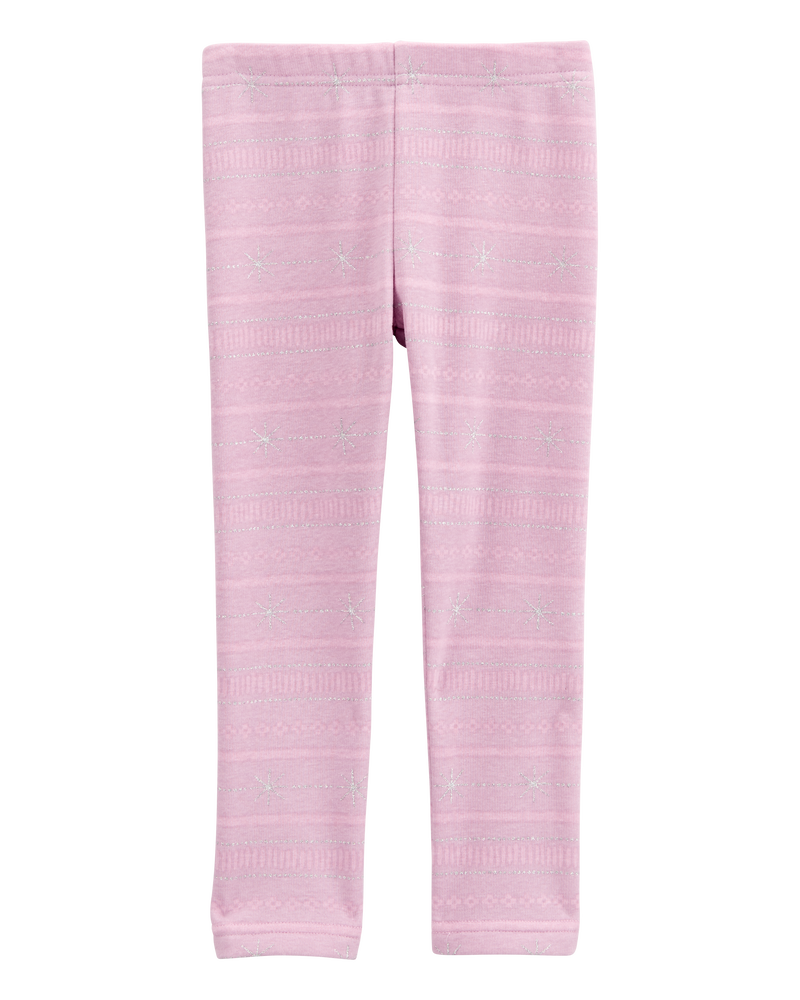 Toddler Glitter Snowflake Cozy Fleece Leggings, image 4 of 7 slides