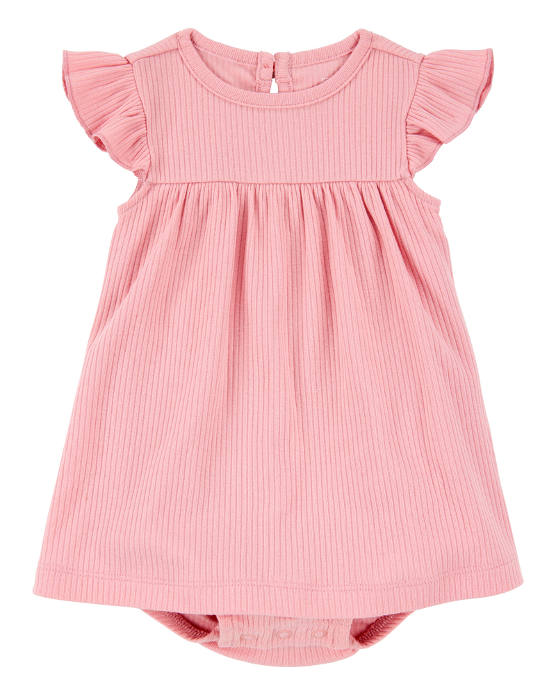 Baby 2-Piece Bodysuit Dress & Cardigan Set - Pink/Ivory, image 2 of 8 slides